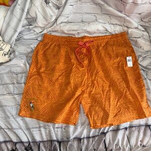 NEW Disney Shorts Adult XL Orange Enchanted Tiki Room Parrot Cotton Chino Mens